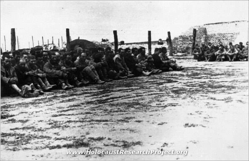 Soviet POWs interned in the Majdanek camp, working at forced labor in the Lublin airport